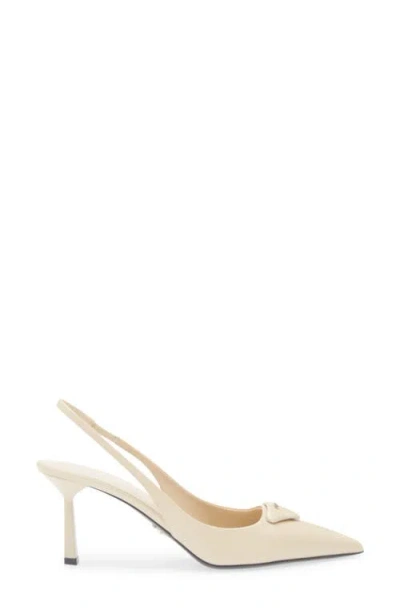 Prada Modellerie Pointed Toe Slingback Pump In Neutral