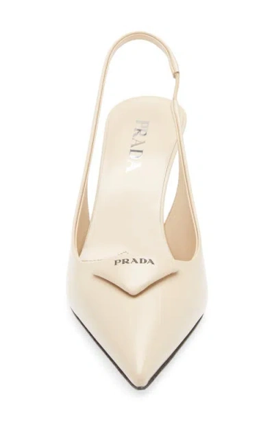 Prada Modellerie Pointed Toe Slingback Pump In Neutral