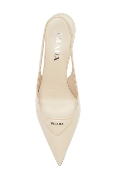 Prada Modellerie Pointed Toe Slingback Pump In Neutral