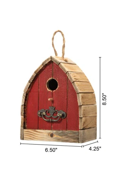Glitzhome 8.5"h Washed Red Distressed Solid Wood Birdhouse In Red