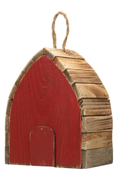 Glitzhome 8.5"h Washed Red Distressed Solid Wood Birdhouse In Red