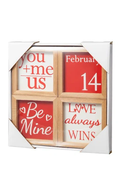Glitzhome Block 4-pc. Valentines Day Tabletop Decor In Multi