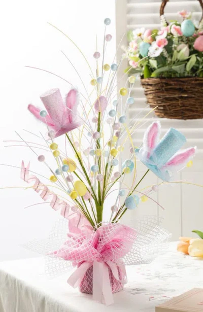 Glitzhome 21"h Easter Glitter Egg & Top Hat Table Tree In Multi