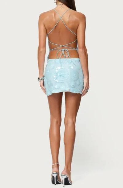 Edikted Sequin Backless Minidress In Blue