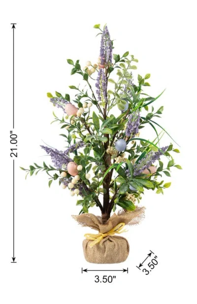 Glitzhome 21"h Easter Egg & Lavender Table Tree Decor In Multi