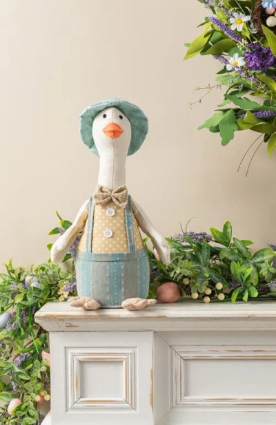 Glitzhome Easter Fabric Boy Duck Figurine In Multi