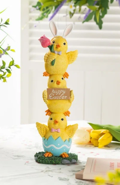 Glitzhome Easter Resin Stackable Chickens Table Decor In Multi