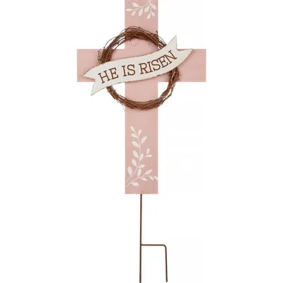 Glitzhome Easter Cross Yard Stake Or Wall Decor In Pink