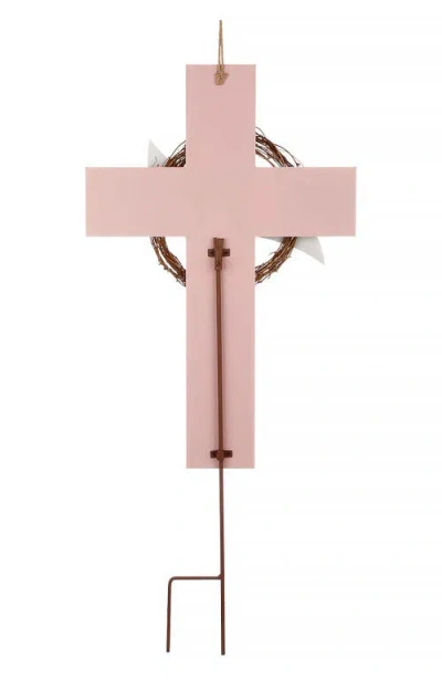 Glitzhome Easter Cross Yard Stake Or Wall Decor In Pink