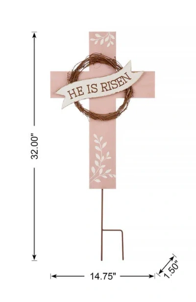 Glitzhome Easter Cross Yard Stake Or Wall Decor In Pink