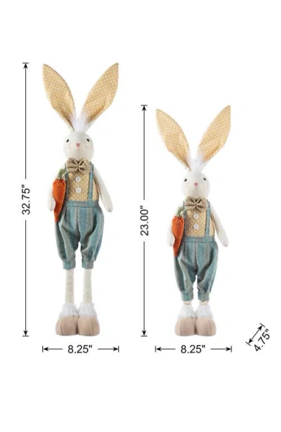 Glitzhome Easter Fabric Boy Bunny With Telescoping Legs In Multi