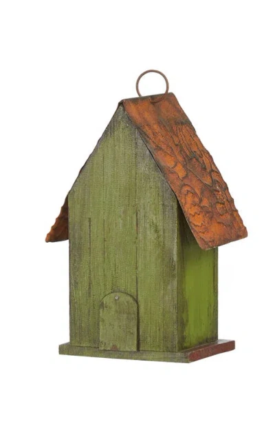 Glitzhome Rustic Garden Distressed Solid Wood Decorative Bird House In Multi