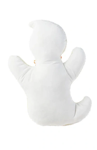 Glitzhome Halloween Hooked Ghost Skeleton Cat Shaped Pillow In White