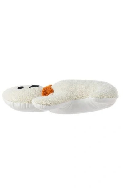 Glitzhome Halloween Hooked Ghost Skeleton Cat Shaped Pillow In White