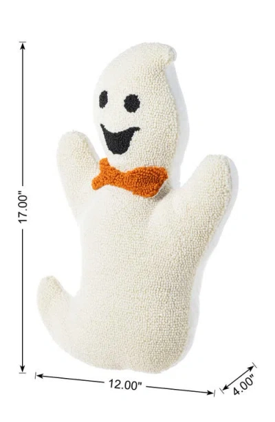 Glitzhome Halloween Hooked Ghost Skeleton Cat Shaped Pillow In White