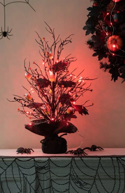 Glitzhome 21"h Lighted Halloween Candy Corn Berries Table Tree In Black