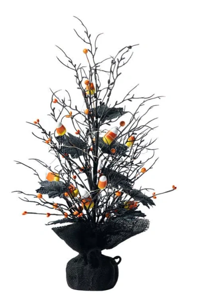 Glitzhome 21"h Lighted Halloween Candy Corn Berries Table Tree In Black