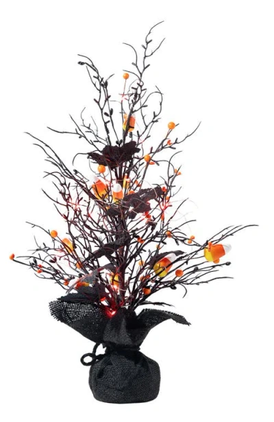 Glitzhome 21"h Lighted Halloween Candy Corn Berries Table Tree In Black