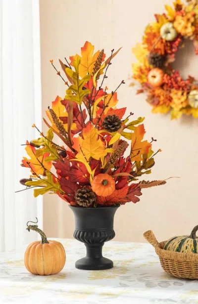 Glitzhome 24"h Fall Maple Leaf Urn Table Tree In Multi