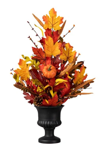 Glitzhome 24"h Fall Maple Leaf Urn Table Tree In Multi
