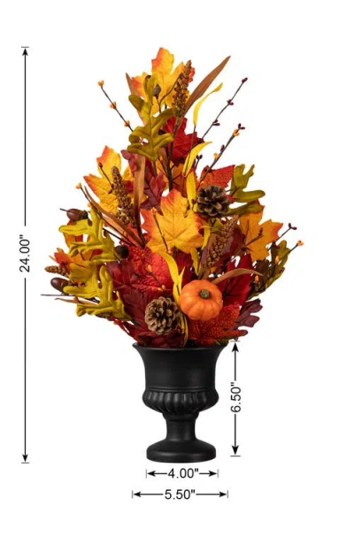 Glitzhome 24"h Fall Maple Leaf Urn Table Tree In Multi