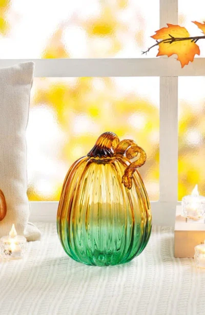 Glitzhome Fall Multi-style Short Glass Pumpkins In Multi