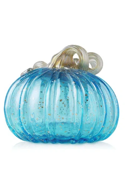 Glitzhome Fall Multi-style Small Glass Pumpkins In Blue