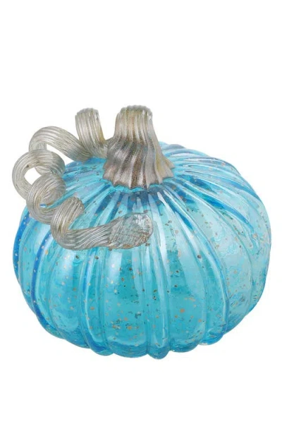 Glitzhome Fall Multi-style Small Glass Pumpkins In Blue