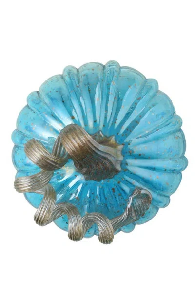 Glitzhome Fall Multi-style Small Glass Pumpkins In Blue