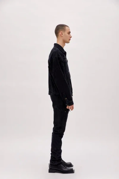 Pcfg Cotton Distressed Men Denim Jacket In Black