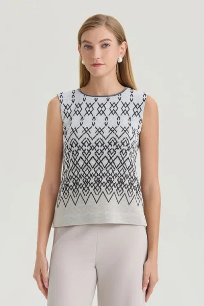 Ming Wang Plus Diamond Jacquard Knit Tank In Multi
