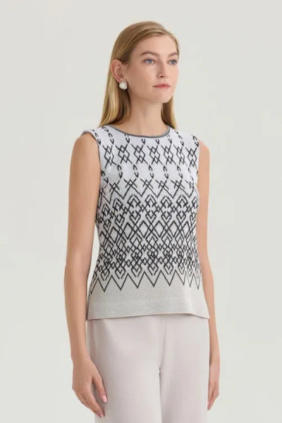 Ming Wang Plus Diamond Jacquard Knit Tank In Multi