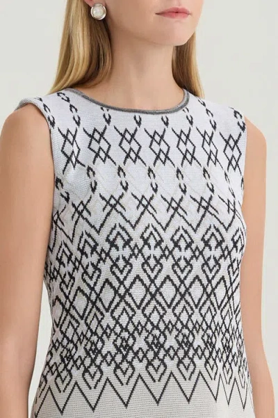 Ming Wang Plus Diamond Jacquard Knit Tank In Multi