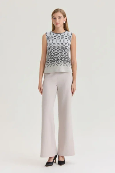 Ming Wang Plus Diamond Jacquard Knit Tank In Multi