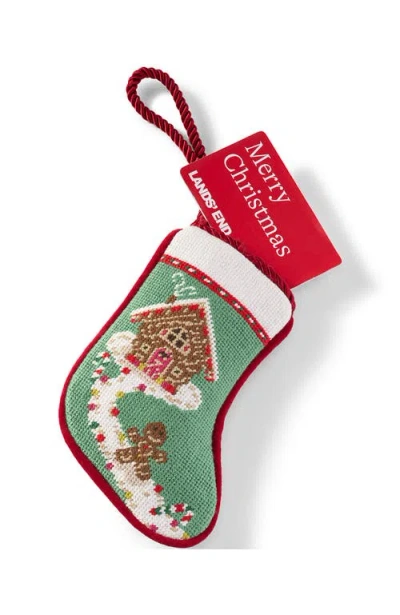 Lands' End Mini Needlepoint Christmas Stocking In Multi