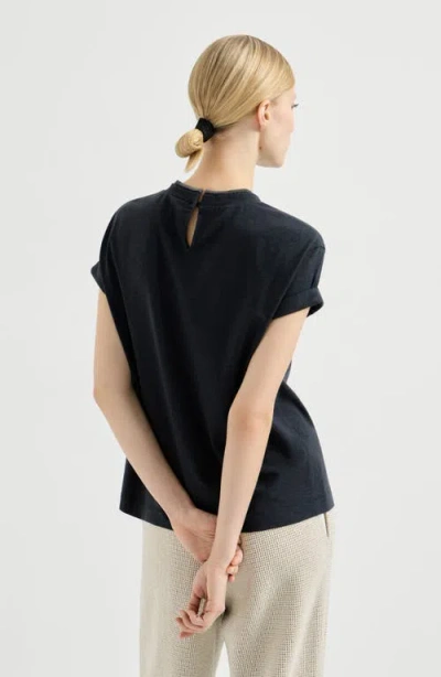 Brunello Cucinelli Stretch Cotton Jersey T-shirt With Precious Faux-layering In Gray