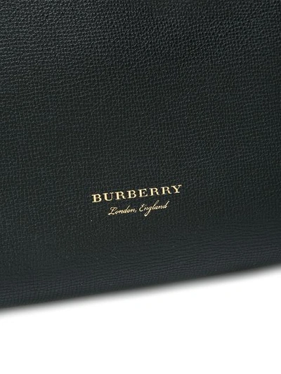 Shop Burberry The Medium Banner In Leather And House Check - Black