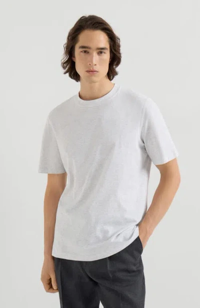 Brunello Cucinelli Men Slim Fit Crew-neck T-shirt In Lightweight Cotton Jersey In Gray