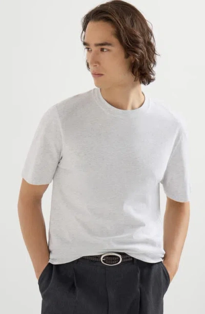 Brunello Cucinelli Men Slim Fit Crew-neck T-shirt In Lightweight Cotton Jersey In Gray