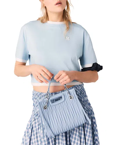 Maje Womens Blue Sky Logo-embroidered Layered-effect Cotton T-shirt In Blue