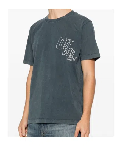Off-white Outline-arrow Logo-print T-shirt In Gray
