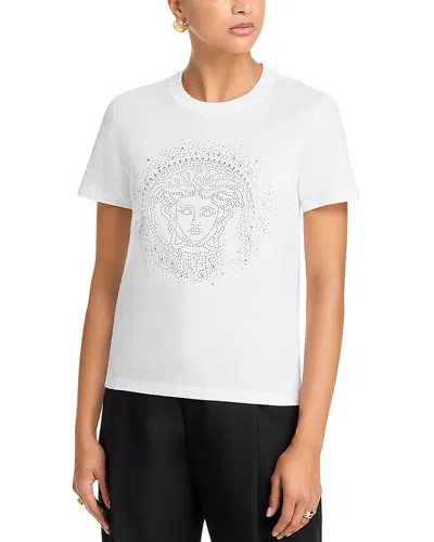Versace Elevated Jersey T-shirt With Decorative Accents In White