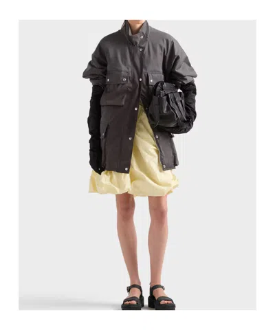Prada Voluminous Taffeta Skirt Balloon Silhouette In Gold