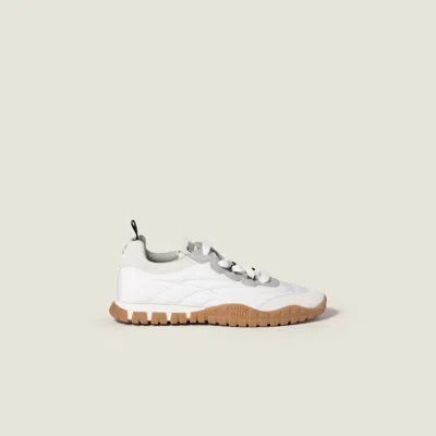 Miu Miu Prada Two-tone Leather And Tech Fabric Sneakers In White