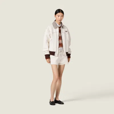 Miu Miu Zip-up Oversized Jacket In White