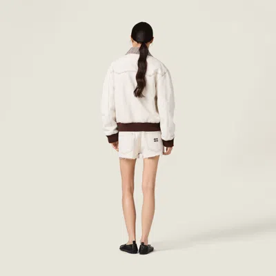 Miu Miu Zip-up Oversized Jacket In White