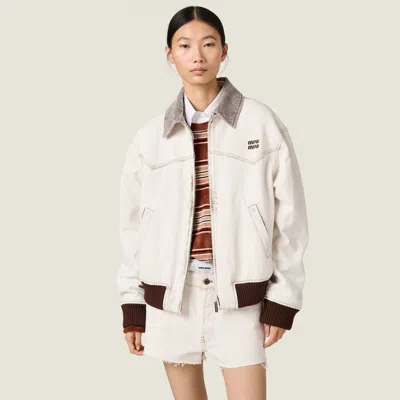 Miu Miu Zip-up Oversized Jacket In White
