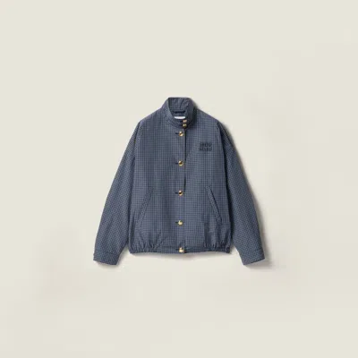 Miu Miu Checked Technical Fabric Blouson Jacket In Blue