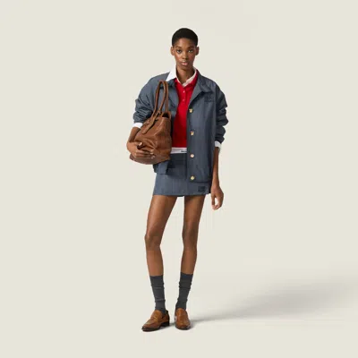 Miu Miu Checked Technical Fabric Blouson Jacket In Blue