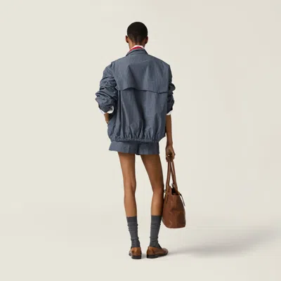 Miu Miu Checked Technical Fabric Blouson Jacket In Blue